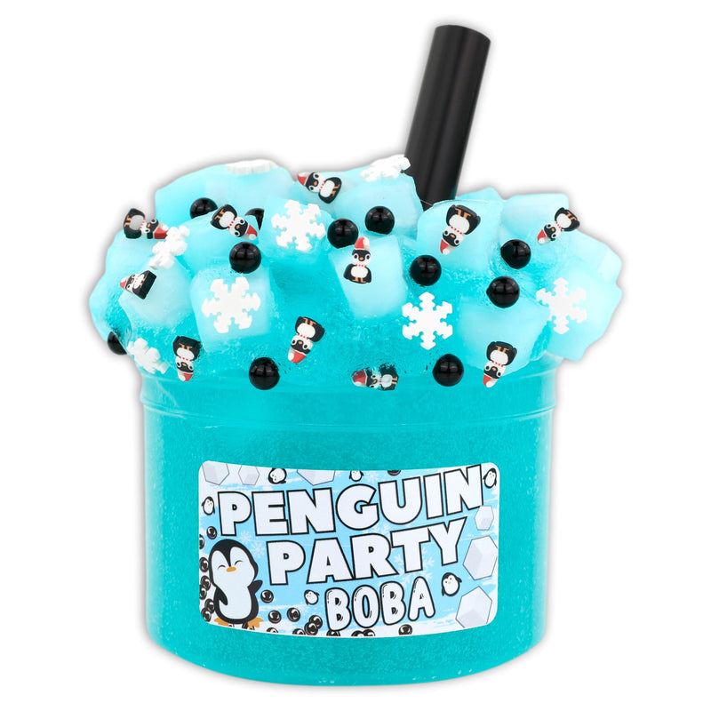Penguin Party Boba Clear Jelly Cube Slime - Shop Christmas Slimes