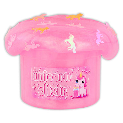 Unleash your inner unicorn with Unicorn Elixir! This pink pigmented clear slime not only sparkles with magical color shifts, but it's also topped with unicorn glitter for an extra touch of enchantment. Experience the magic for yourself! Unscented.