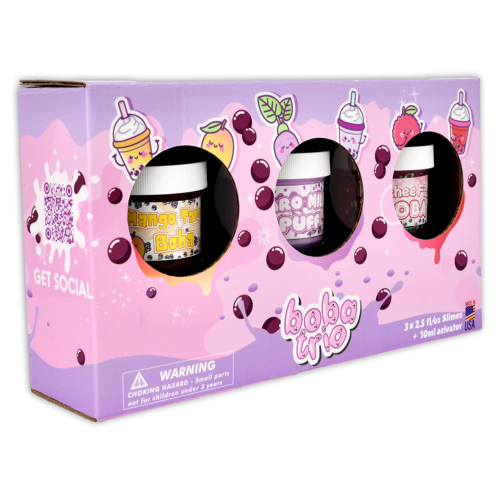 Boba Slime Trio - Boba Clear Butter Bingsu Slime Set - Dope Slimes