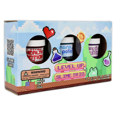 Level Up Slime Trio - Gamer Clear Slime Set - Dope Slimes