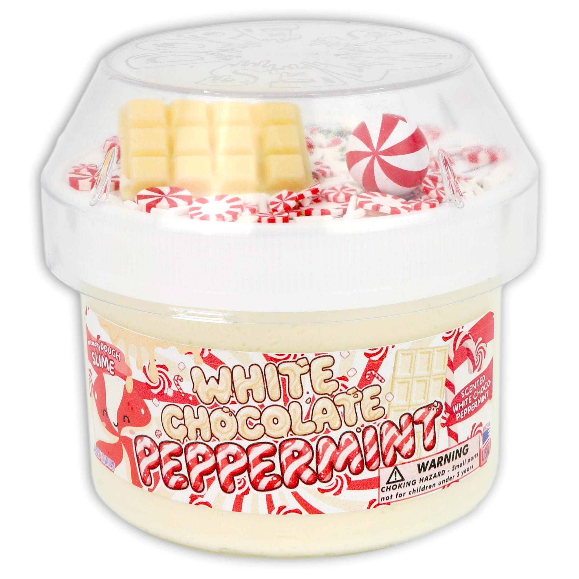 White Chocolate Peppermint memoryDOUGH Slime - Shop Christmas Slimes - DopeSlime