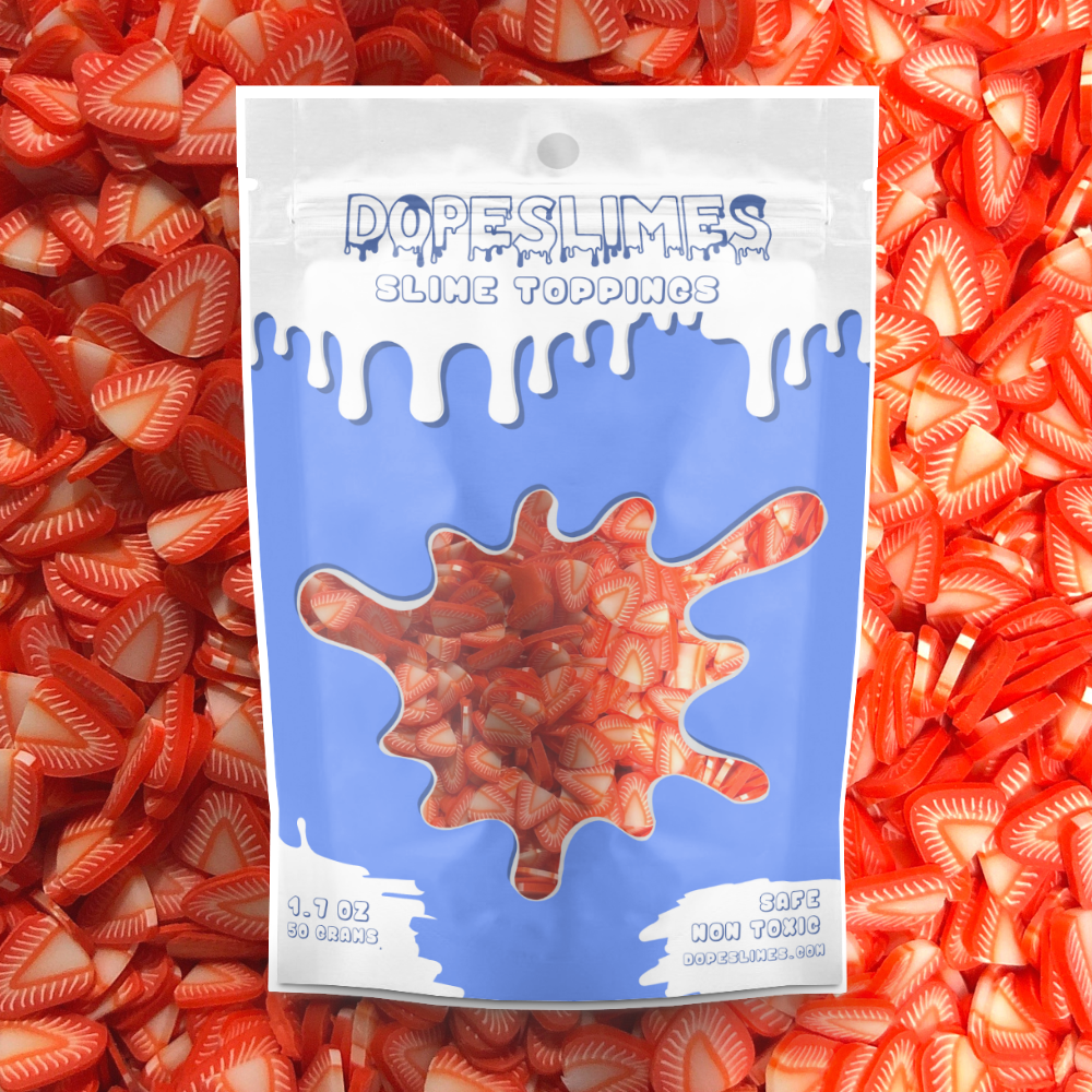 Strawberry Fimo Slices V2 - Shop Slime Toppings - Dope Slimes