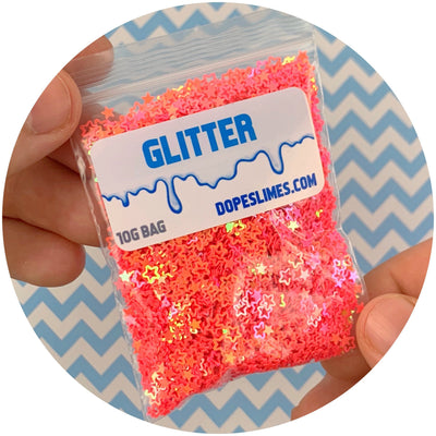 Neon Pink Stars - Fimo Slices - Dope Slimes LLC - Dope Slimes LLC