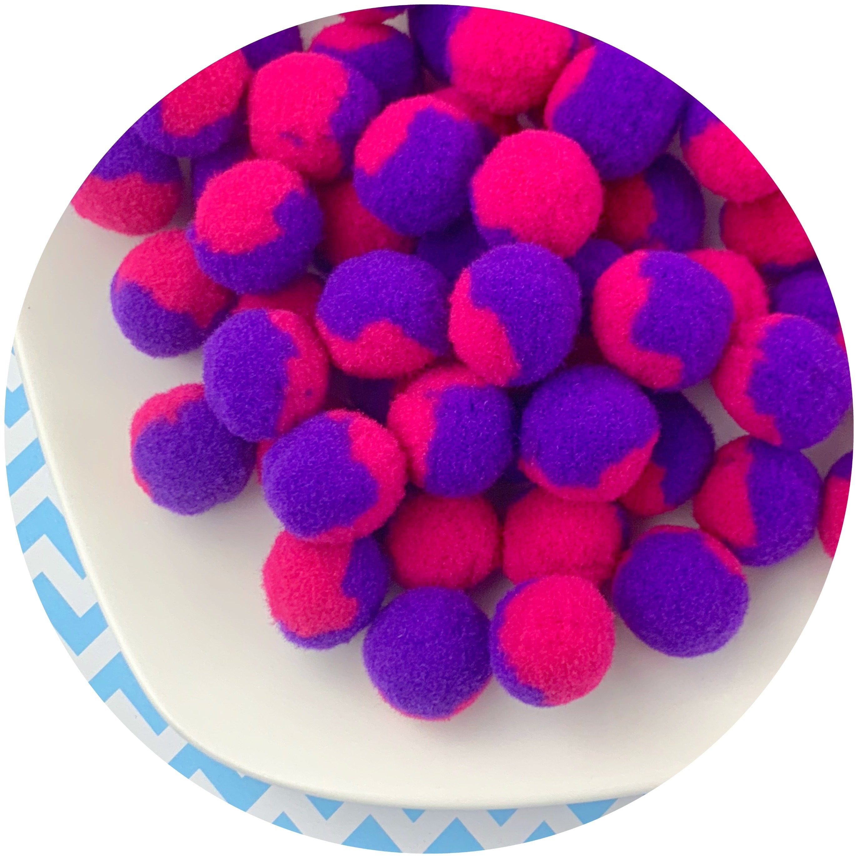 Duo Colored Pom Poms - Fimo Slices - Dope Slimes LLC - Dope Slimes LLC