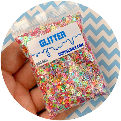 Multi Colored Stars Glitter - Fimo Slices - Dope Slimes LLC - Dope Slimes LLC