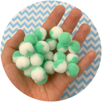 Duo Colored Pom Poms - Fimo Slices - Dope Slimes LLC - Dope Slimes LLC
