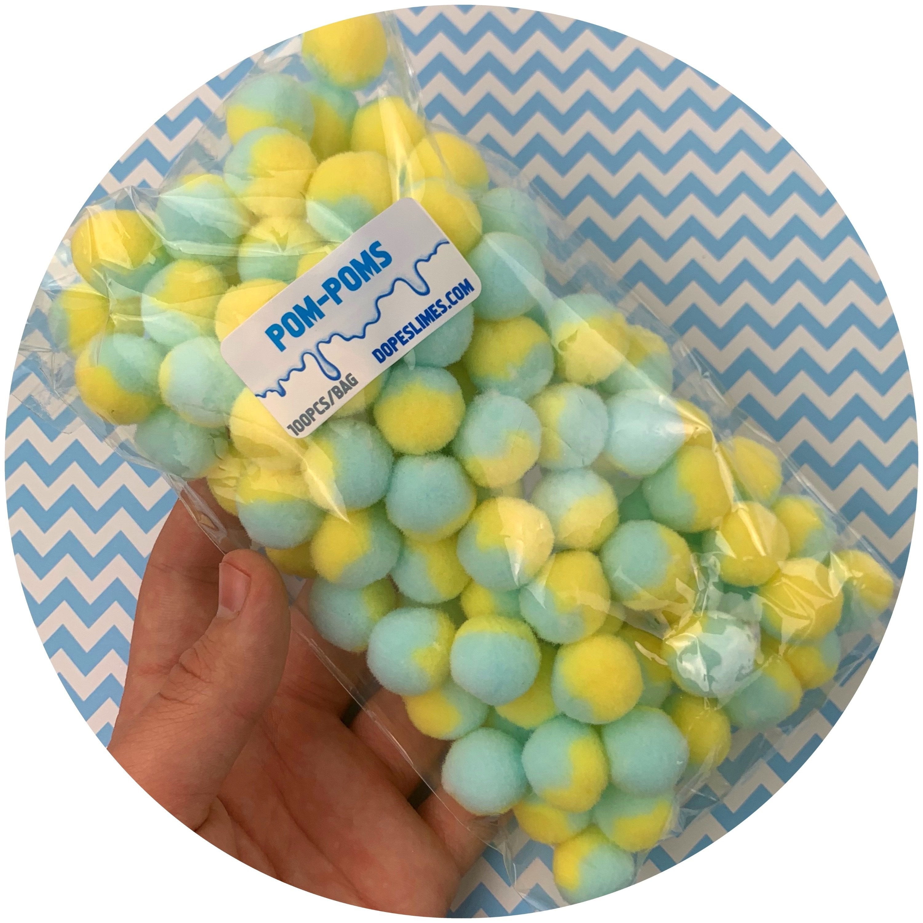 Duo Colored Pom Poms - Fimo Slices - Dope Slimes LLC - Dope Slimes LLC
