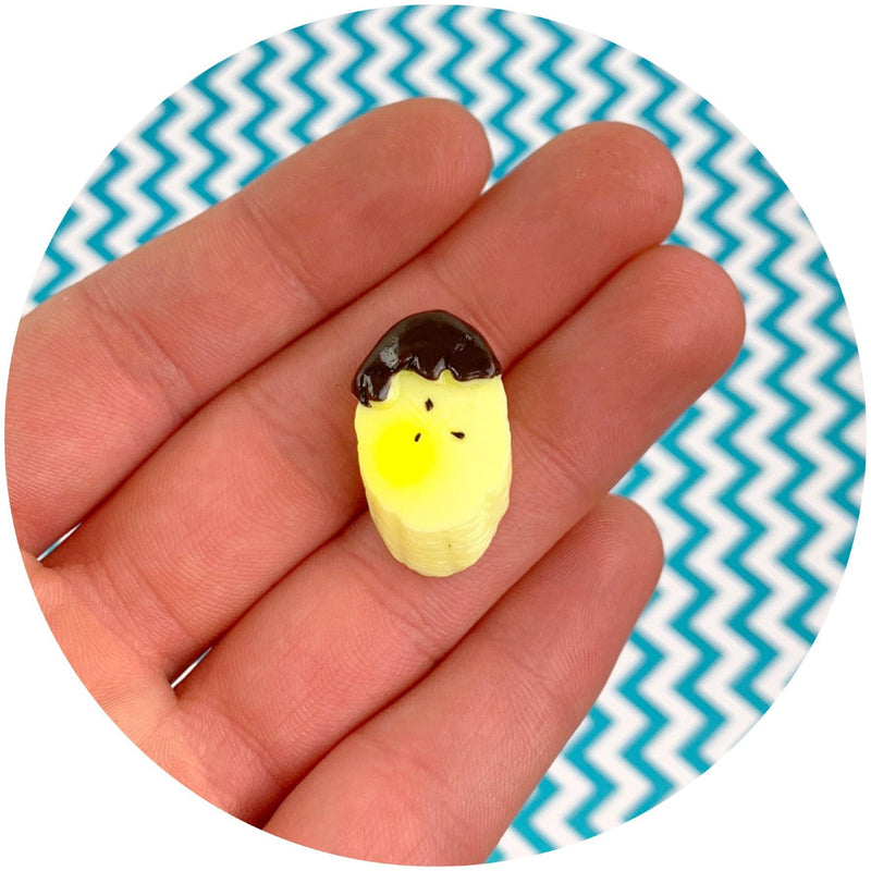 Chocolate Dipped Banana Charm - Fimo Slices - Dope Slimes LLC - Dope Slimes LLC