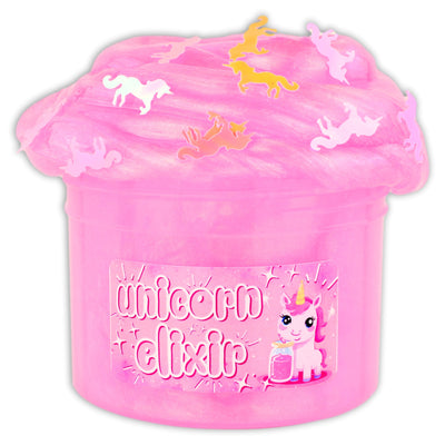 Unleash your inner unicorn with Unicorn Elixir! This pink pigmented clear slime not only sparkles with magical color shifts, but it's also topped with unicorn glitter for an extra touch of enchantment. Experience the magic for yourself! Unscented.