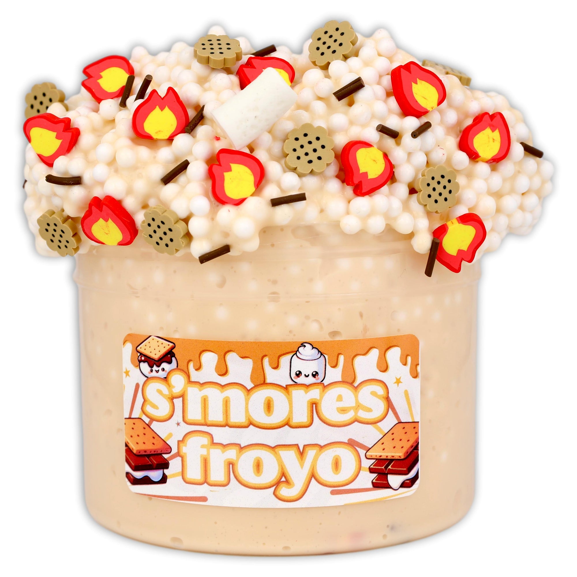 S'mores Froyo Floam Beaded Slime - Shop Slime - Dope Slimes