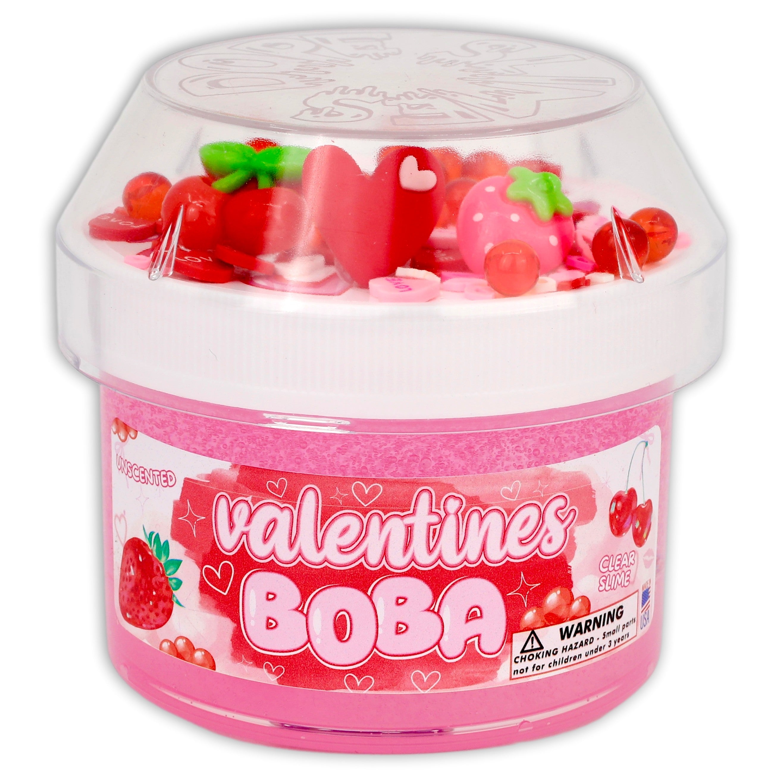 Valentines Boba Clear Slime - Shop Slime - Dope Slimes