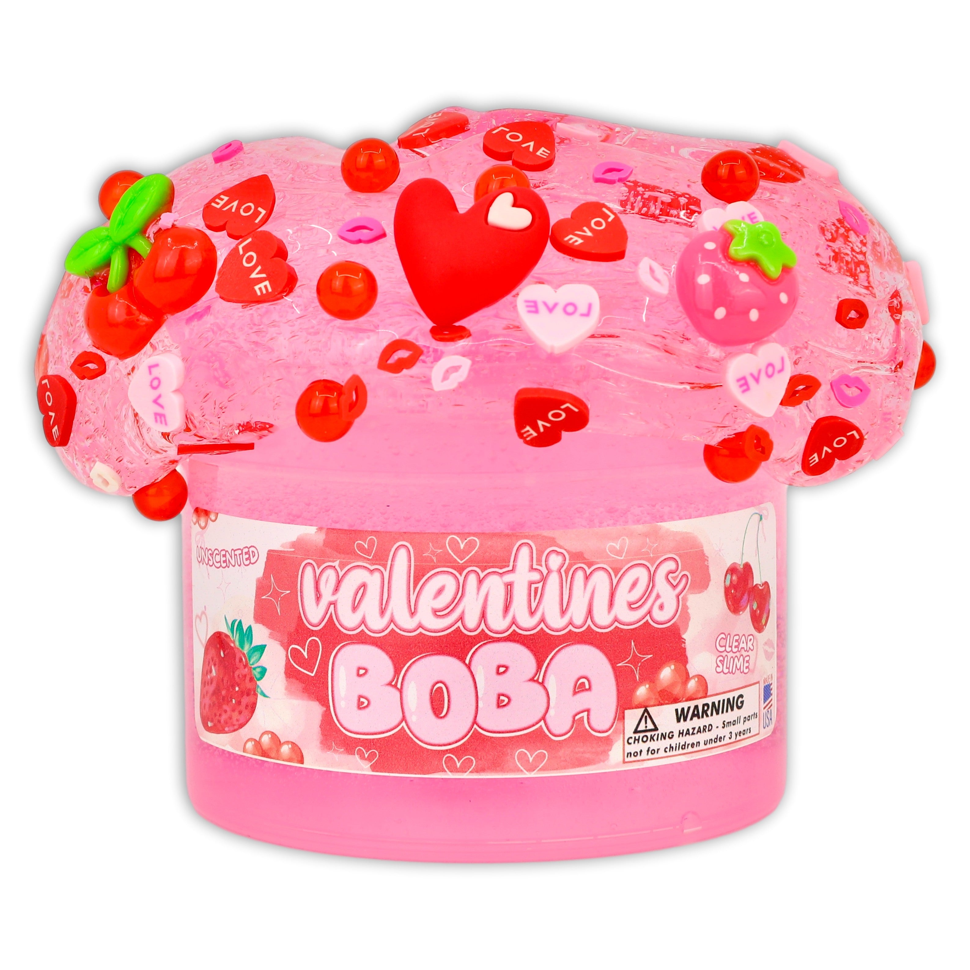 Valentines Boba Clear Slime - Shop Slime - Dope Slimes