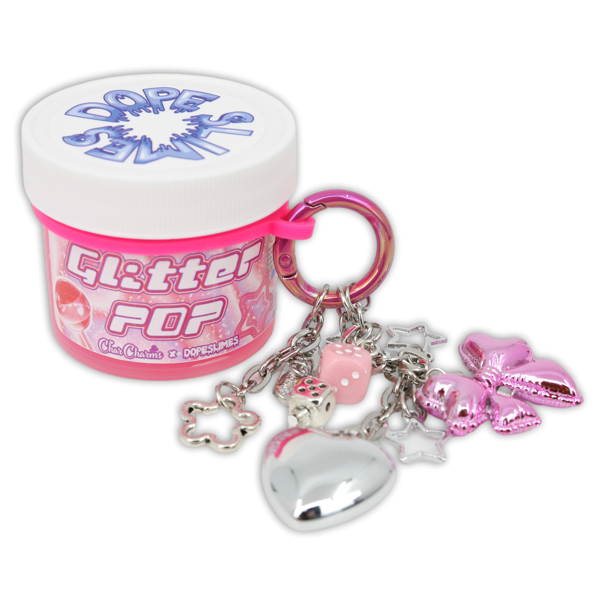 Glitter Pop! Travel Slime Charm Keychain Dope Slimes x CharCharms Collab