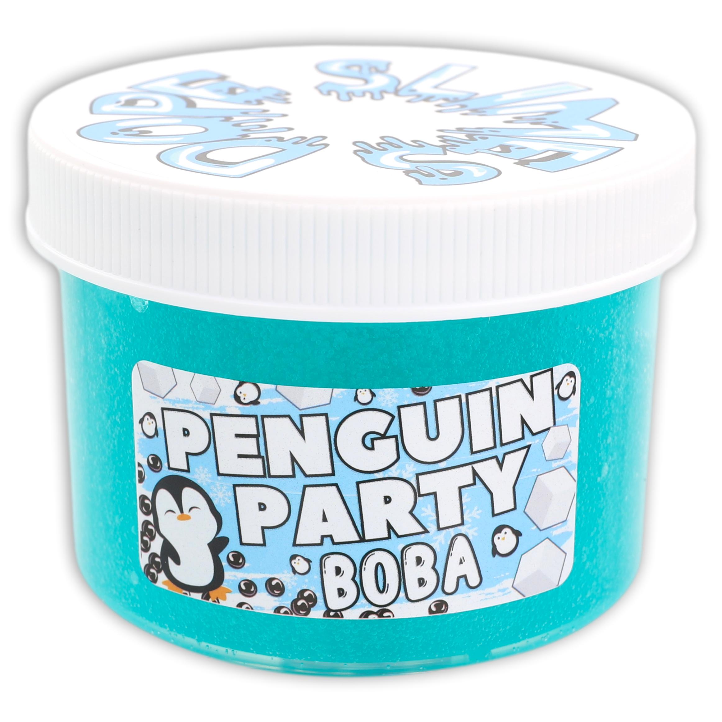 Penguin Party Boba Clear Jelly Cube Slime - Shop Christmas Slimes 