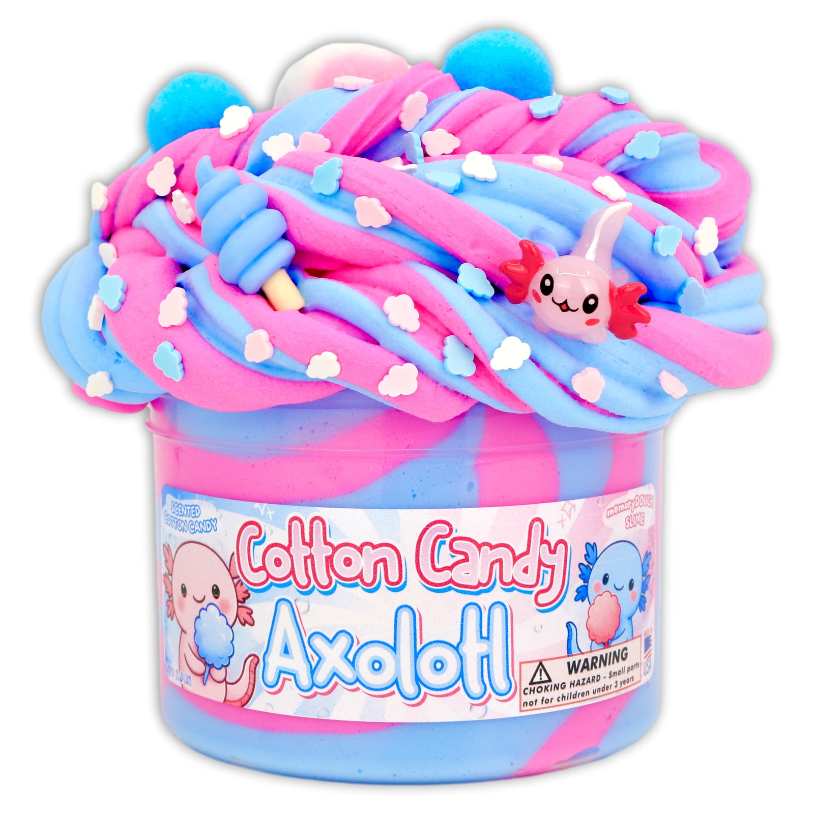 Cotton Candy Axolotl Scented memoryDOUGH Slime - Shop Slimes - Dope Slimes