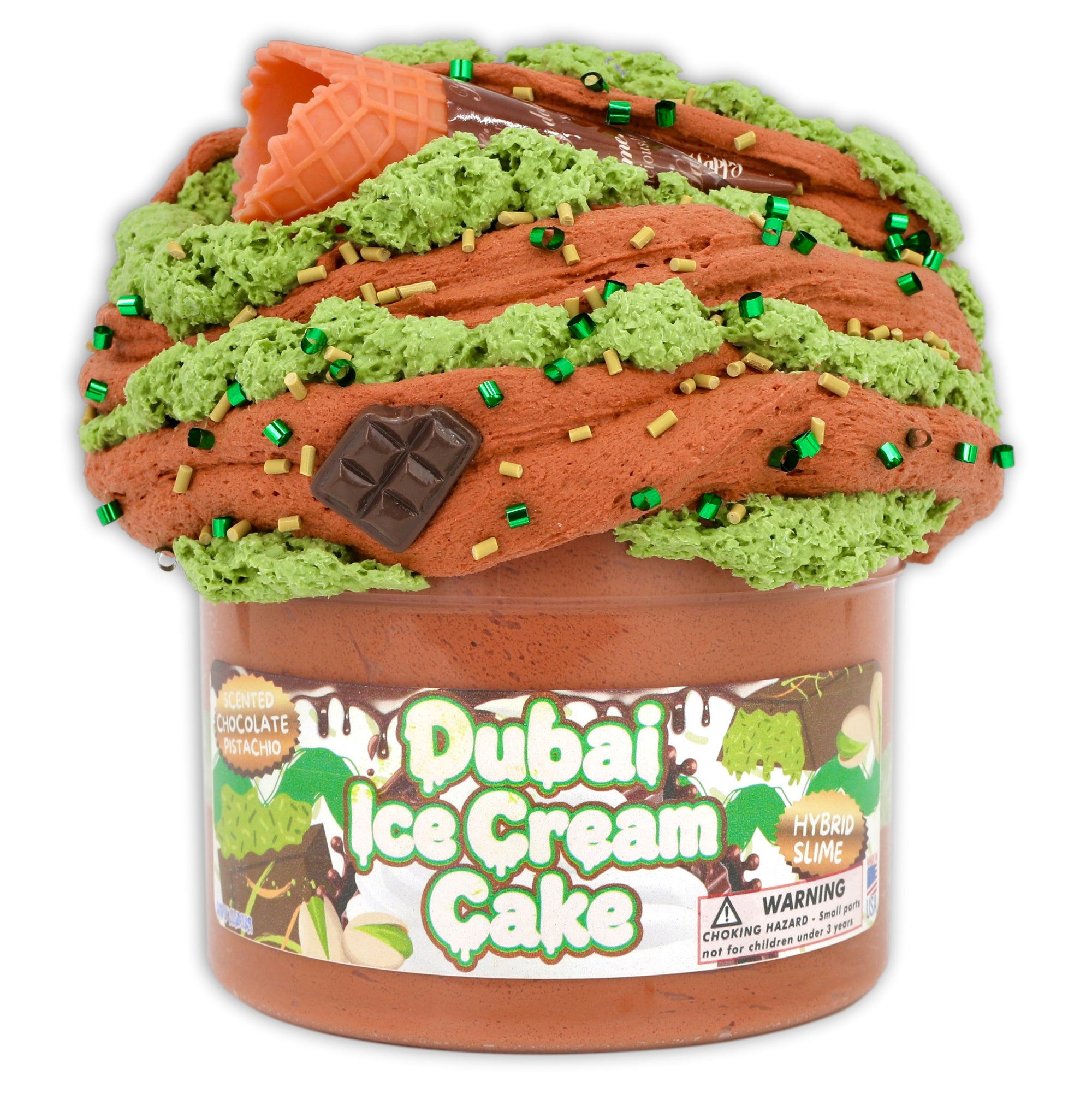 Dubai Chocolate Ice Cream Cake Scented Slime - Shop Slimes - DopeSlime