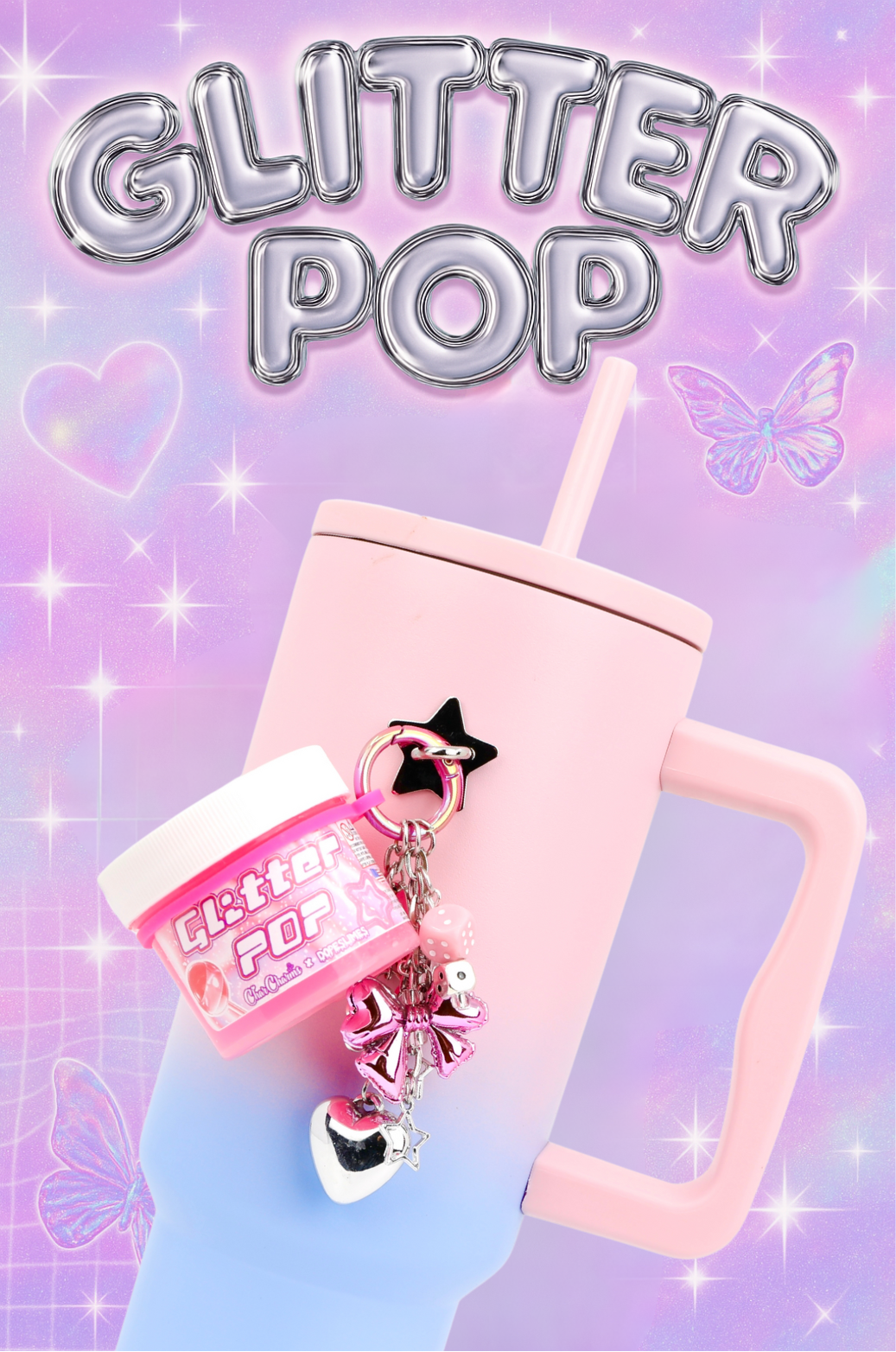 Glitter Pop! Travel Slime Charm Keychain Dope Slimes x CharCharms Collab