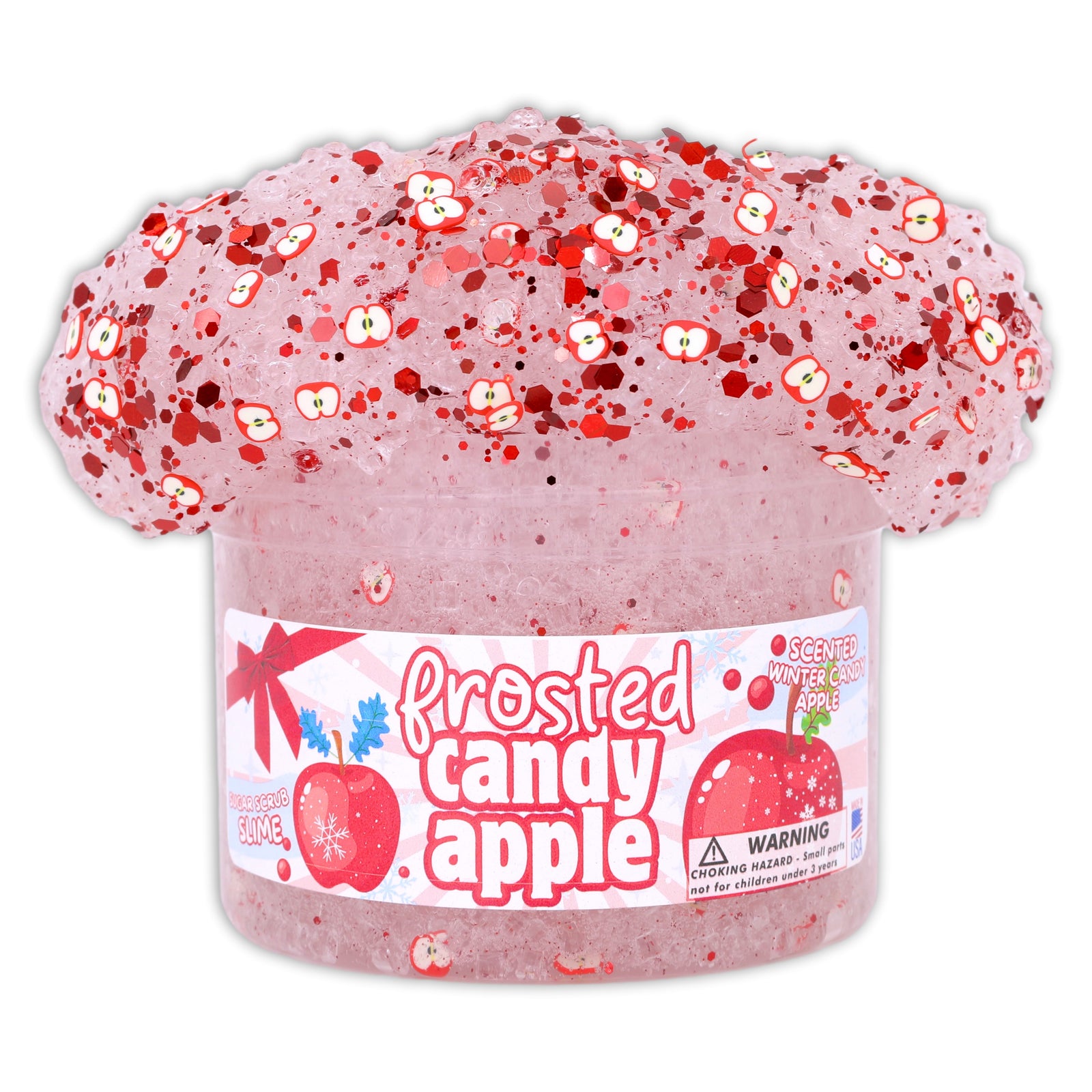 Frosted Candy Apple Clear Sugar Scrub Slime - Shop Christmas Slimes