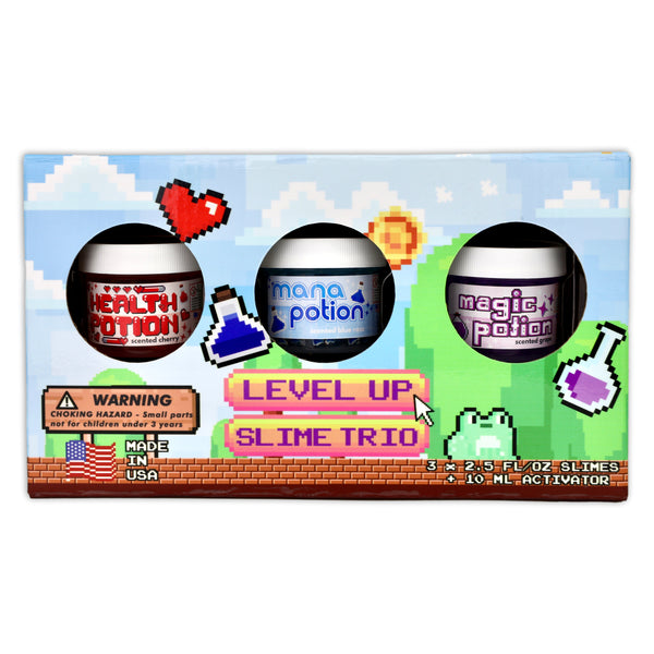 Level Up Slime Trio - Gamer Clear Slime Set - Dope Slimes