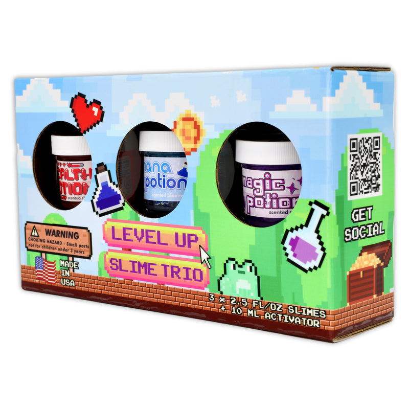 Level Up Slime Trio - Gamer Clear Slime Set - Dope Slimes