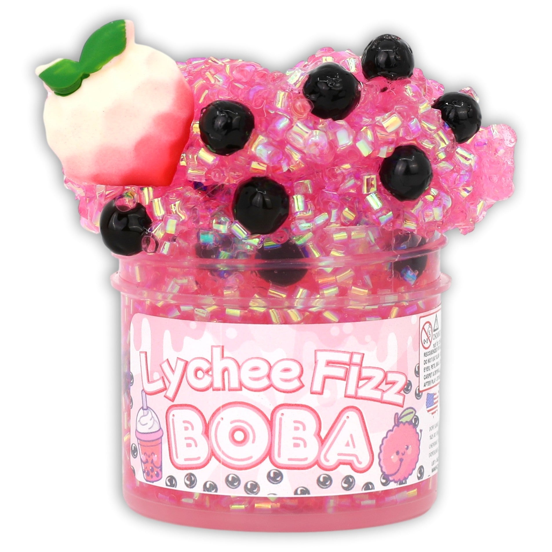 Lychee Fizz Boba - Bingsu Clear Slime Set - DopeSlimes 