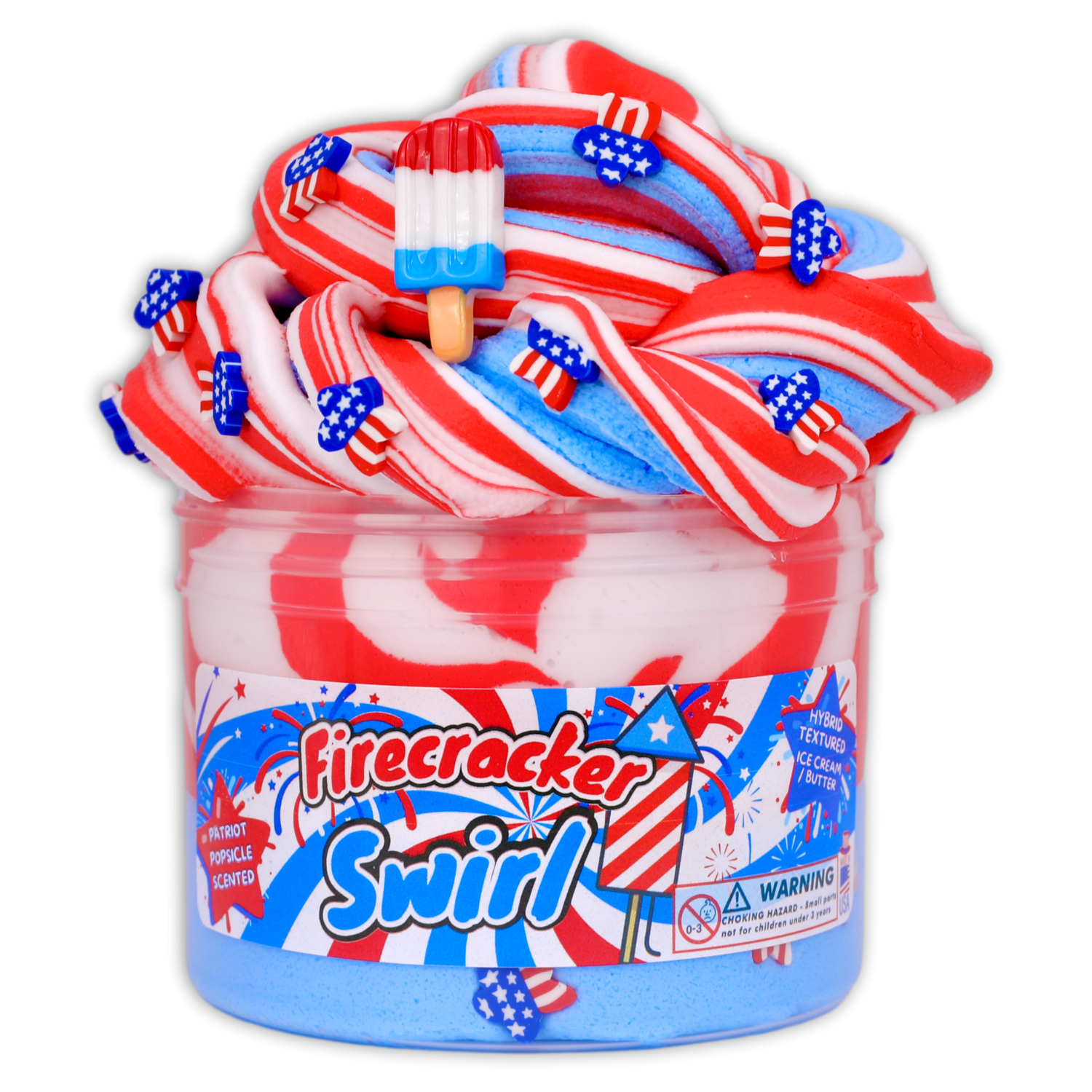 Firecracker Swirl Hybrid - Dope Slimes - Shop 4th Of July Slime