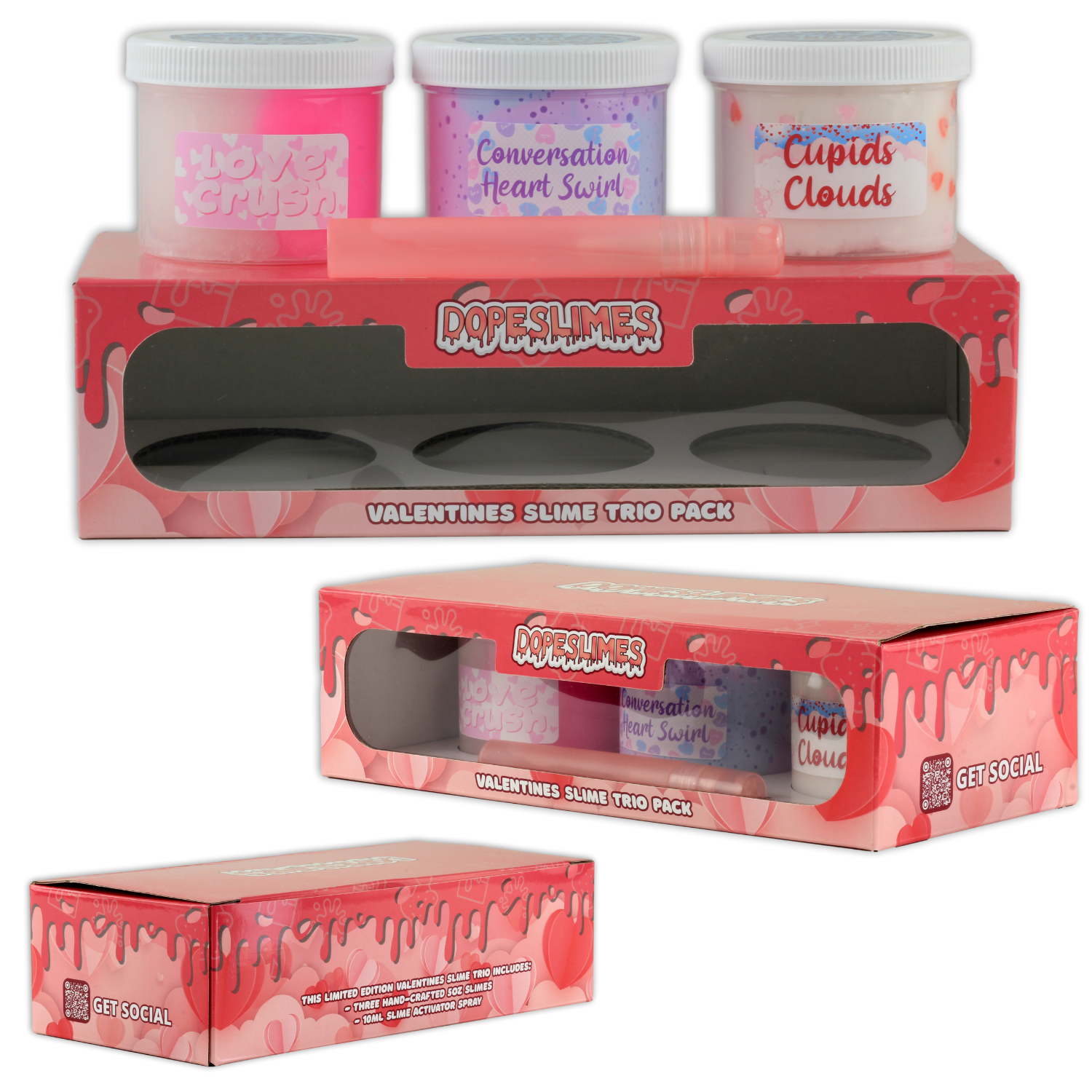 Valentines Day Slime Trio Pack Kit - Shop Slime - Dope Slimes