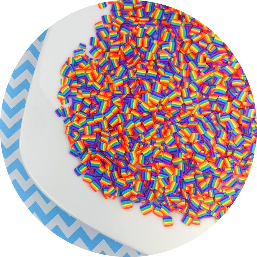 Rainbow Square Fimo Slices - Slime Fimo Slices - Shop Slime Supplies