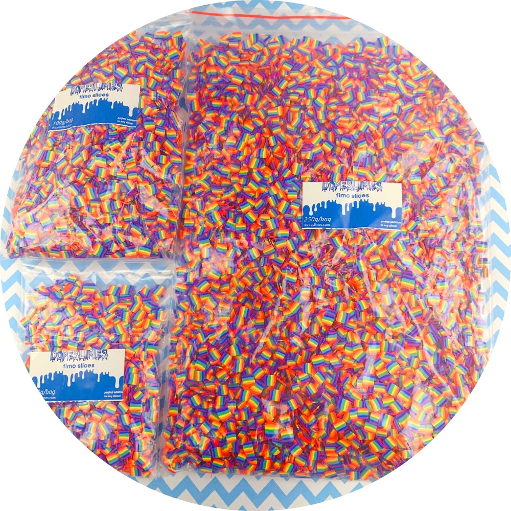 Rainbow Square Fimo Slices - Slime Fimo Slices - Shop Slime Supplies