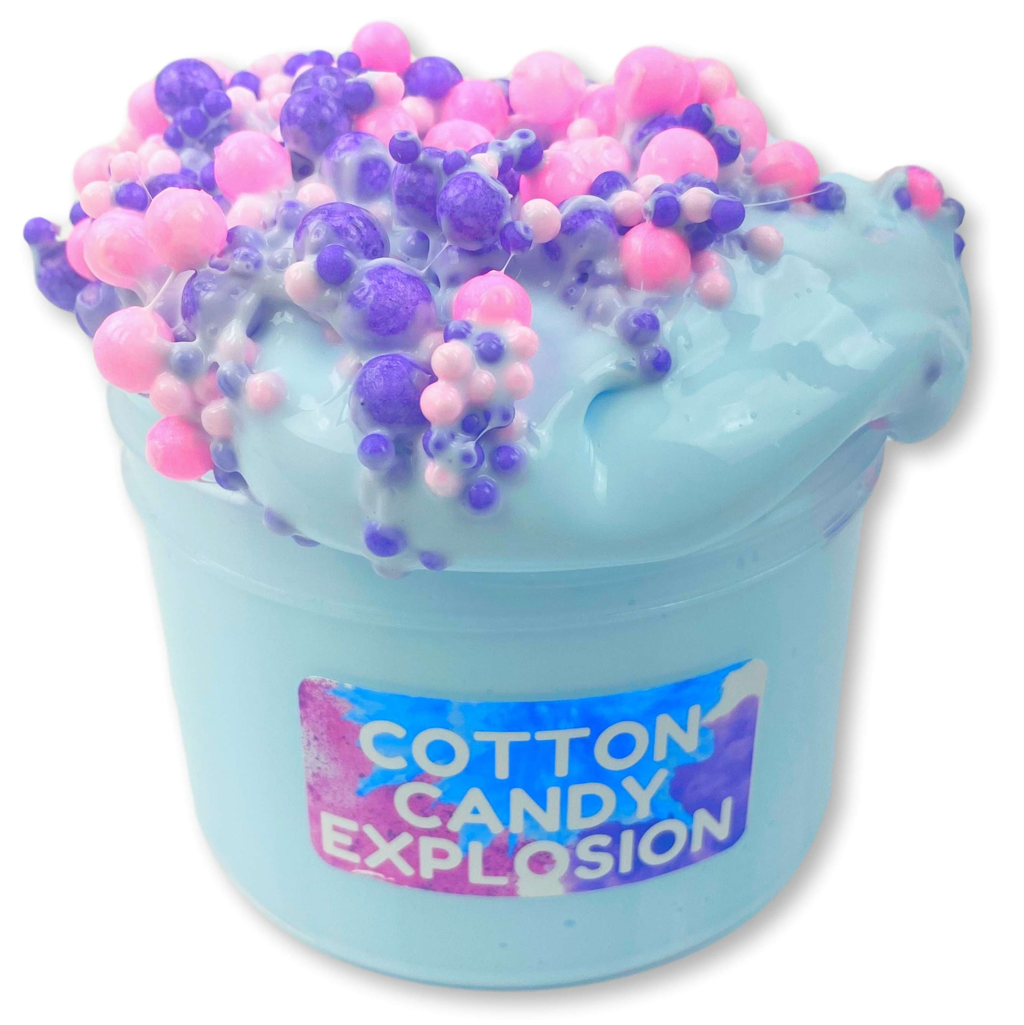 Blue Cotton Candy Floam Slime Clear Based Slime W/ Foam Beads scented 