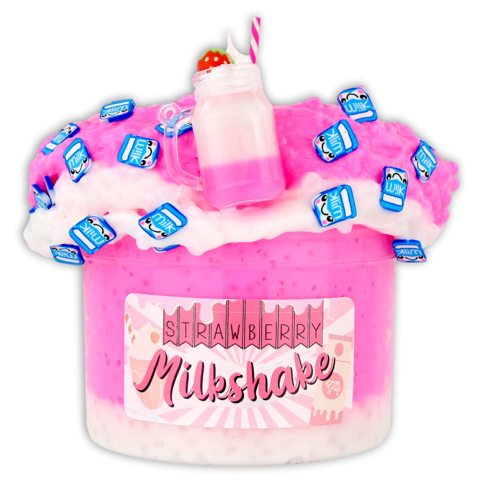 Strawberry Milkshake White Glue Slushie - Shop Slime - Dope Slimes