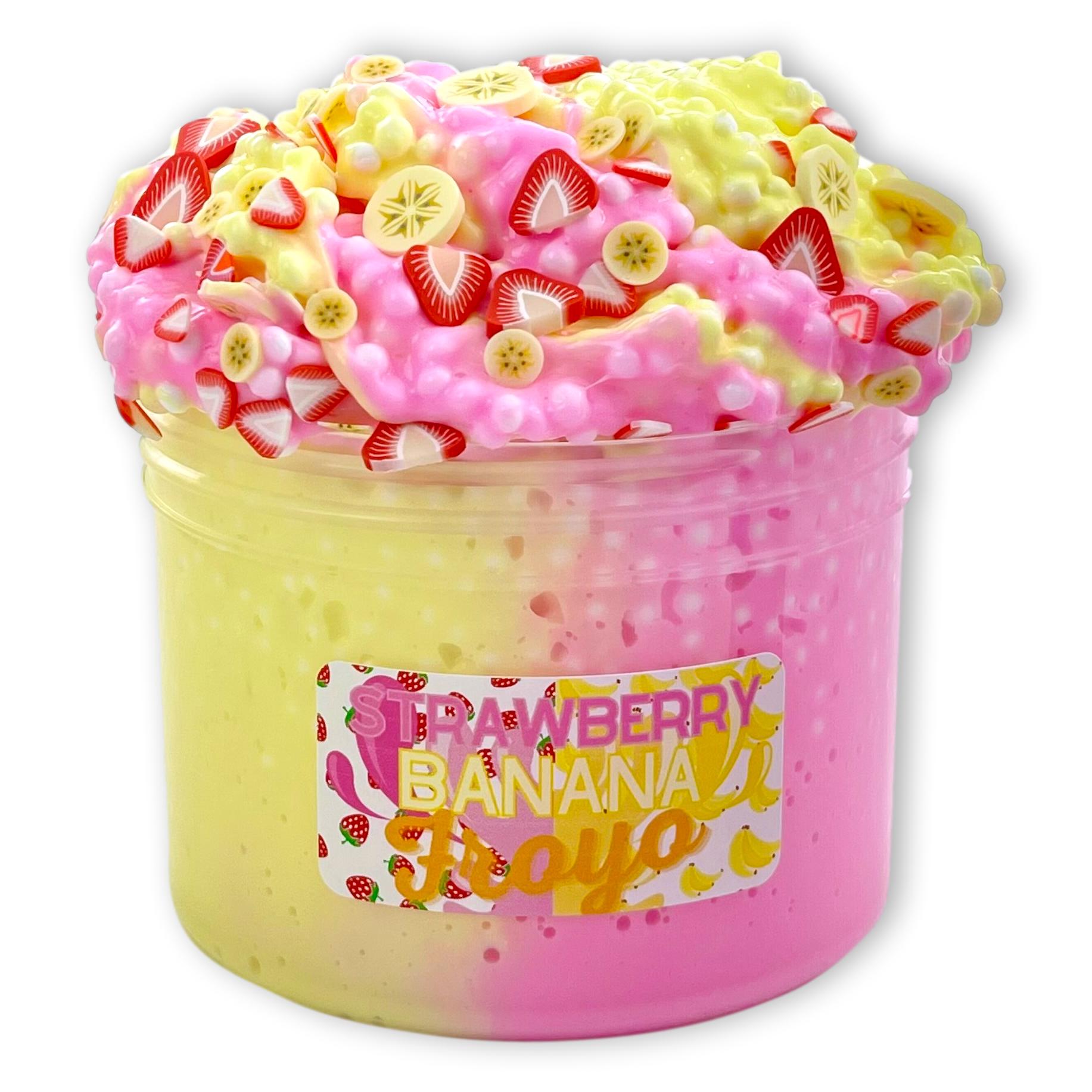 Strawberry Banana Froyo Floam Slime - Shop Slime - Dope Slimes