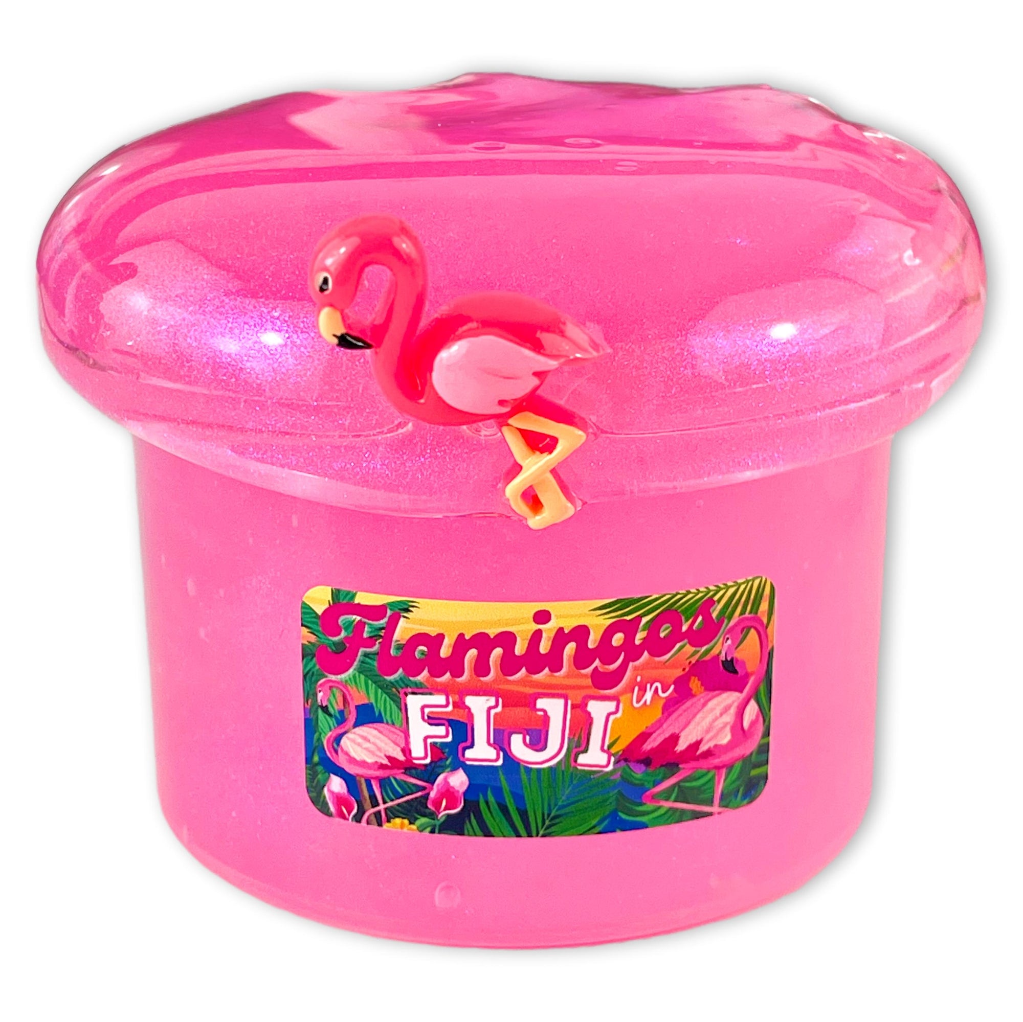 Flamingos In Fiji Clear Slime - Shop Slime - Dope Slimes