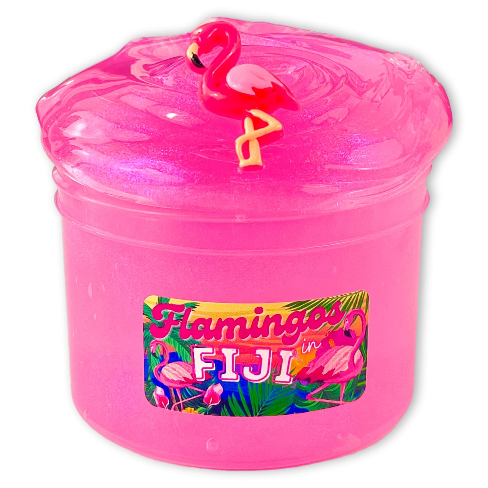 Flamingos In Fiji Clear Slime - Shop Slime - Dope Slimes