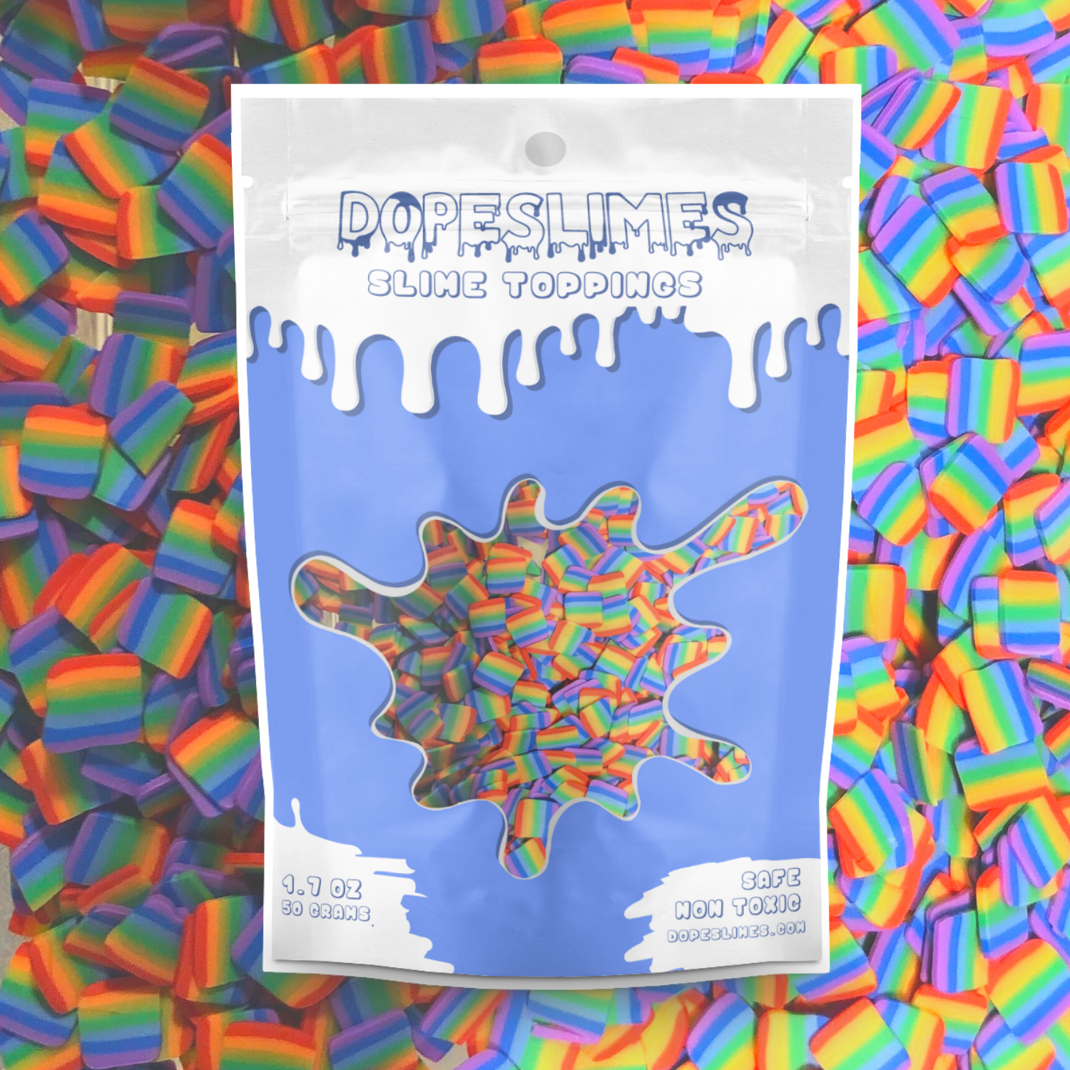 Rainbow Square Fimo Slices - Slime Fimo Slices - Shop Slime Supplies