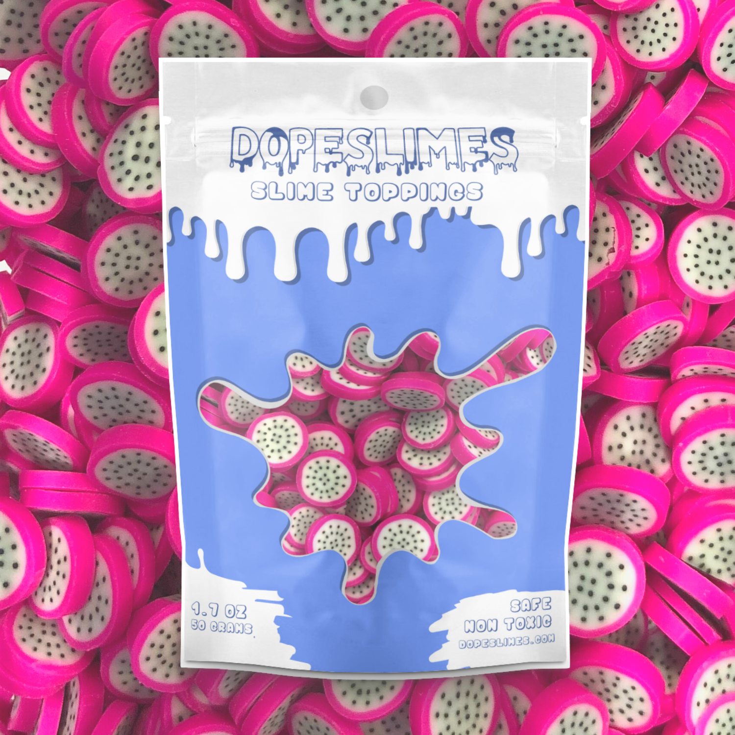 Jumbo Dragon Fruit Fimo Slices - Shop Slime Toppings - Dope Slimes