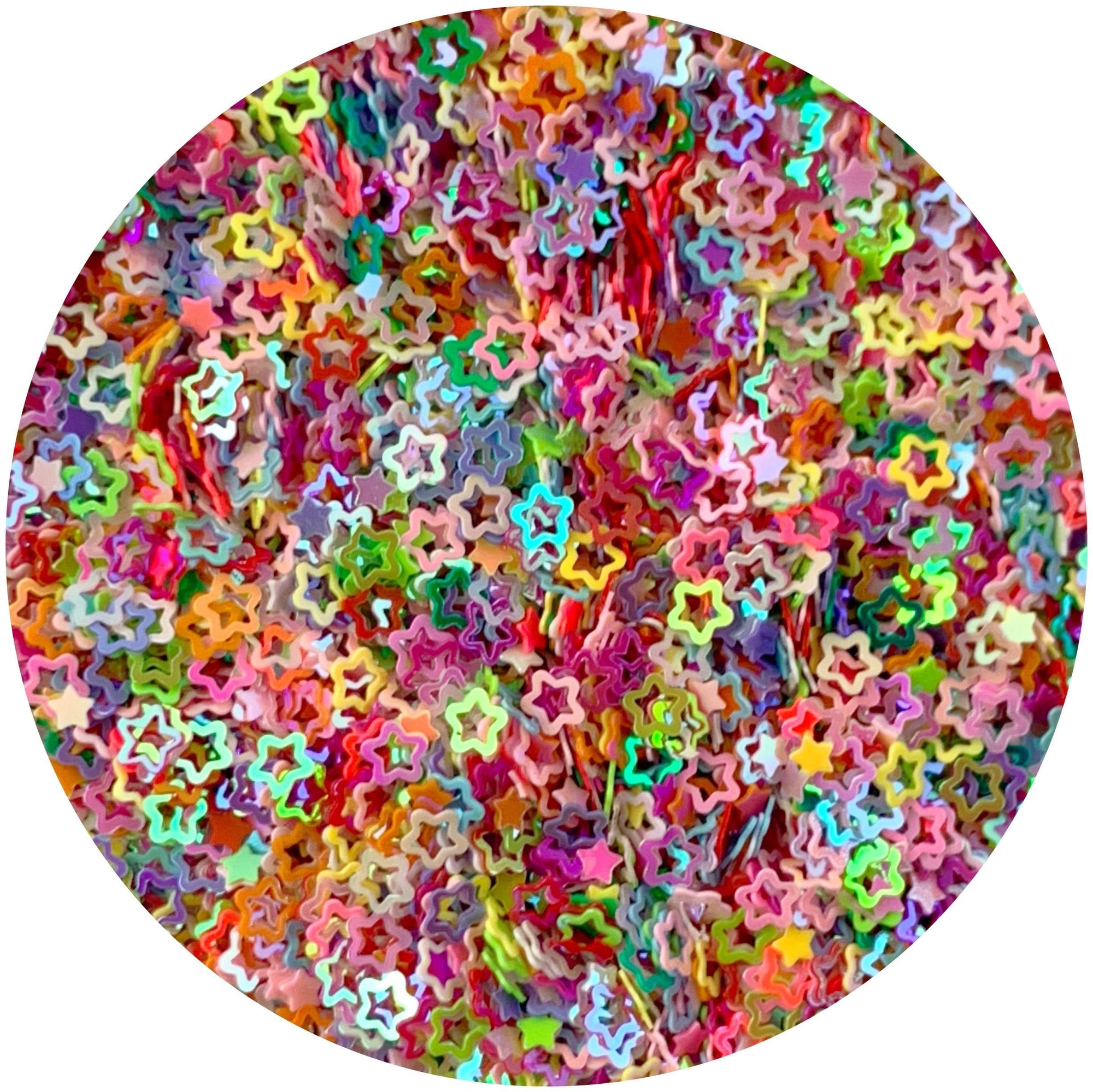 Multi Colored Stars Glitter - Fimo Slices - Dope Slimes LLC - Dope Slimes LLC