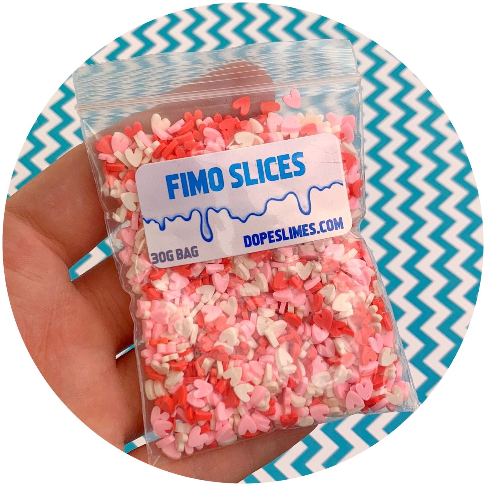 Heart Sprinkles - Fimo Slices - Dope Slimes LLC - Dope Slimes LLC