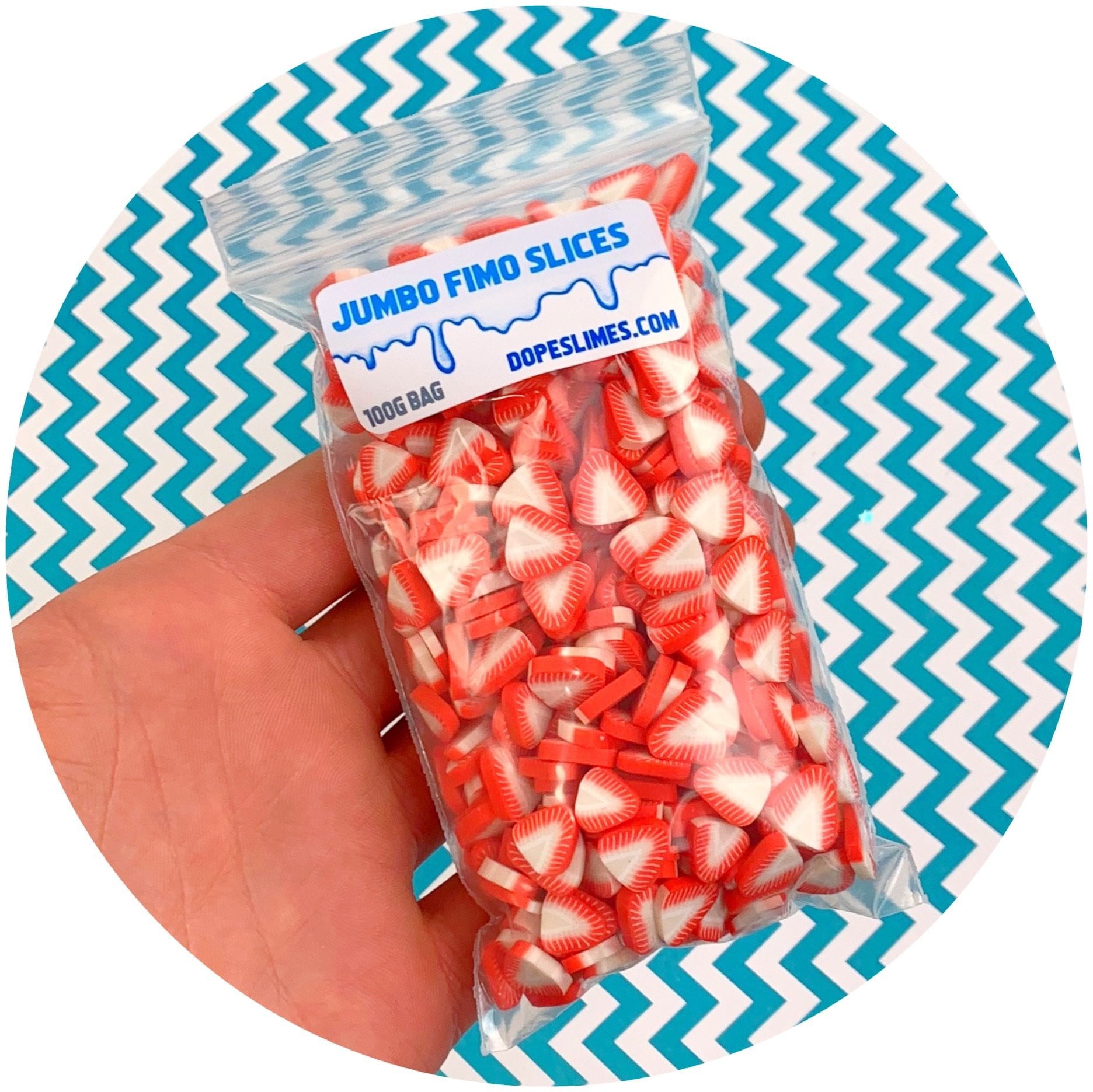 Jumbo Strawberry Fimo Slices - Fimo Slices - Dope Slimes LLC - Dope Slimes LLC