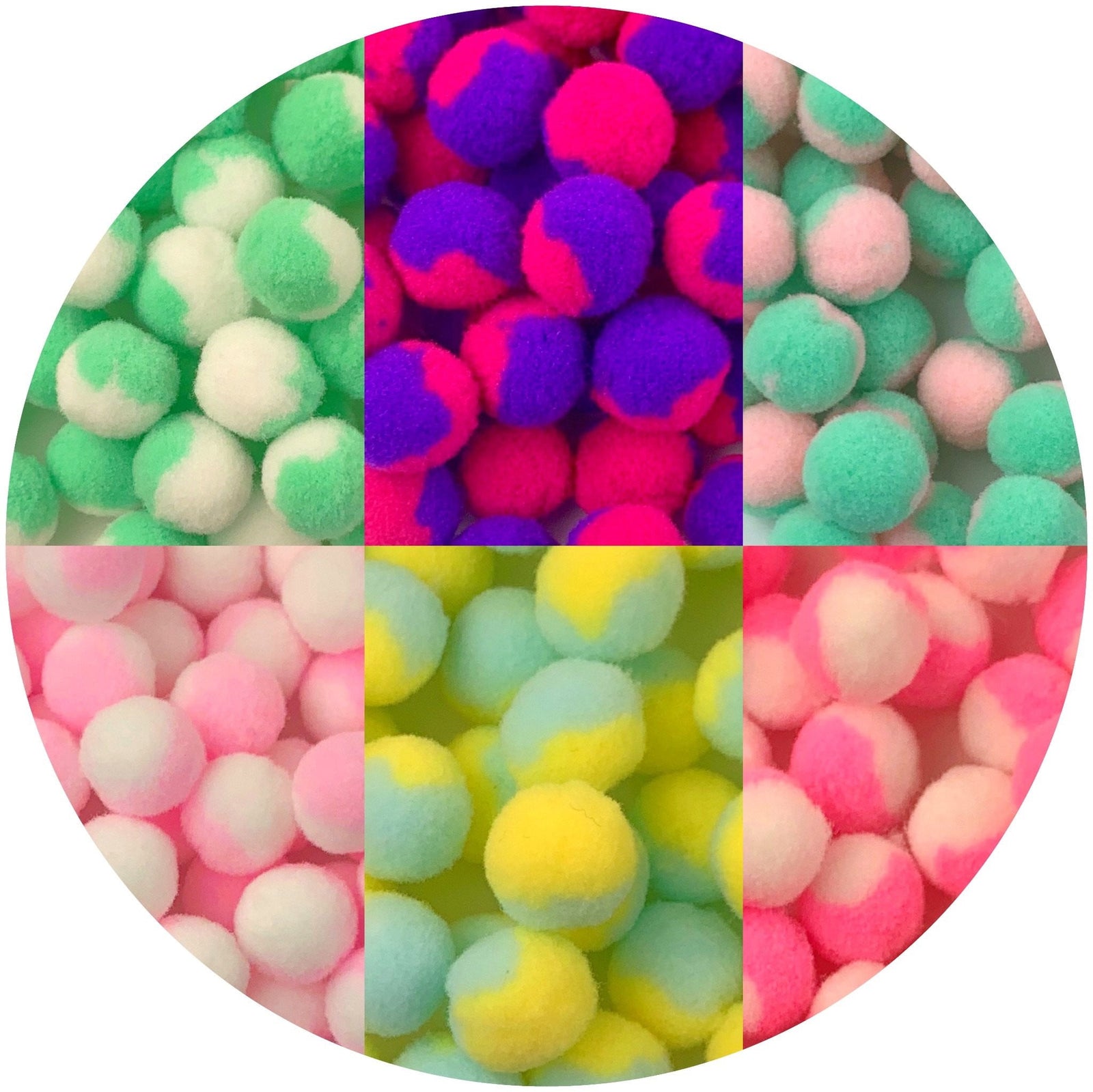 Duo Colored Pom Poms - Fimo Slices - Dope Slimes LLC - Dope Slimes LLC